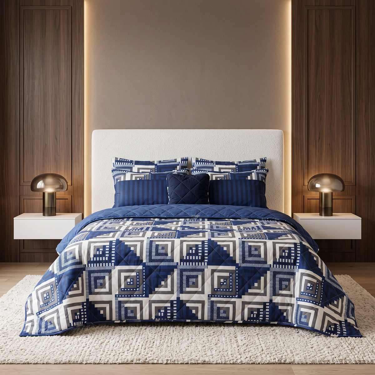 7 PCs Midnight Meander Printed Comforter set