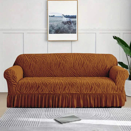 Zebra Sofa Cover Copper Brown