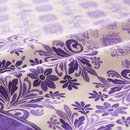 Purple Patterned 3 PCs Printed Bedsheet Set