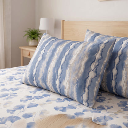 Ginkgo Blue 3 PCs Bedsheet Set