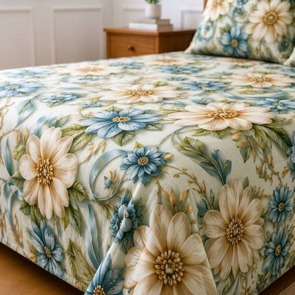 Oysters Floral 3D Premium Bedsheet Set