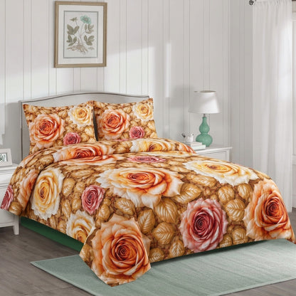 Rosewood Elegance 3D Premium Bedsheet Set