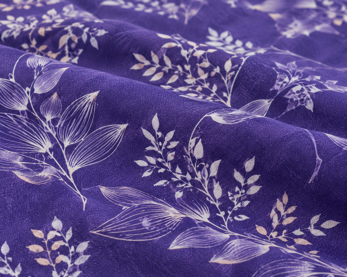 Purple Botanical 3 PCs Printed Bedsheet Set