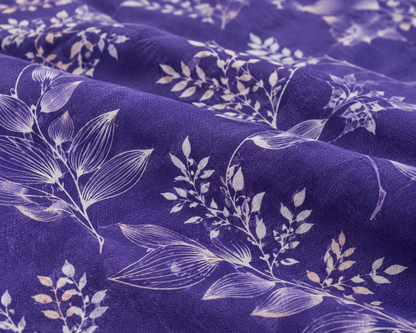 Purple Botanical 3 PCs Printed Bedsheet Set