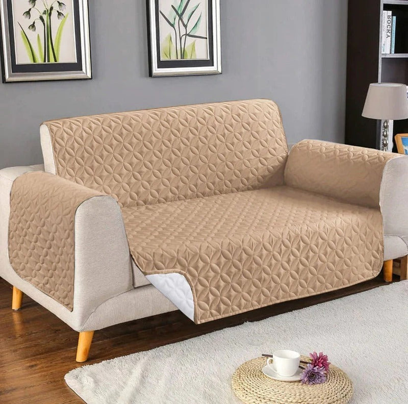 Ultrasonic Quilted Cotton Sofa Covers - Beige