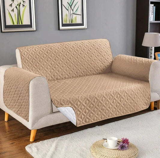 Ultrasonic Quilted Cotton Sofa Covers - Beige