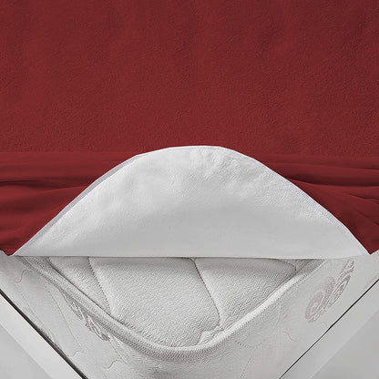 Terry Waterproof Mattress Protector- Maroon