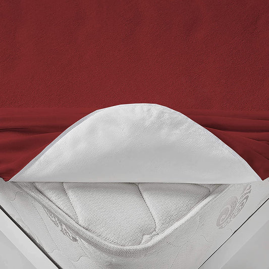Terry Waterproof Mattress Protector- Maroon