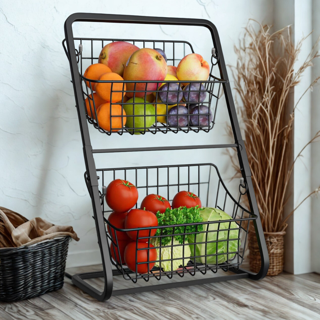 Luxurious Double Layered Multi-Purpose Basket with Stand
