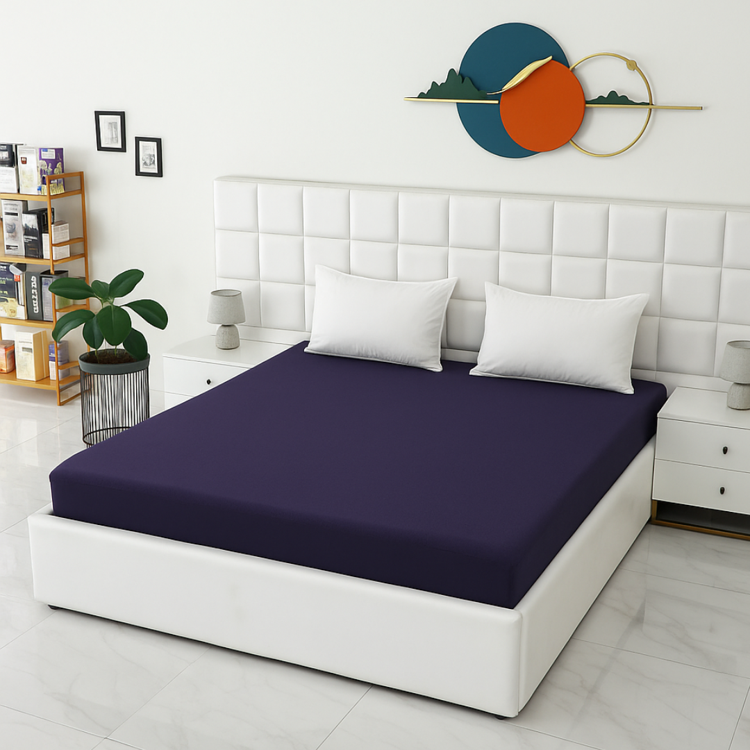 Terry Waterproof Mattress Protector- Navy Blue