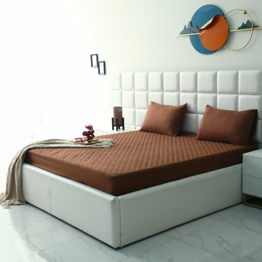 Quilted Waterproof Mattress Protector - Brown