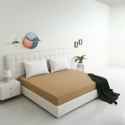 Terry Waterproof Mattress Protector- Beige