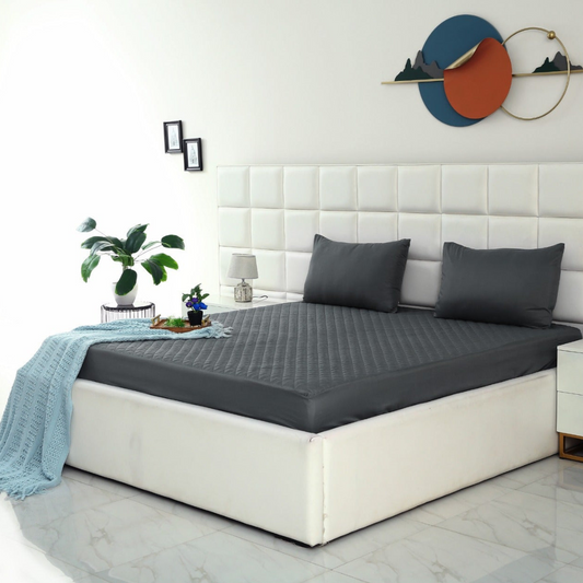 Quilted Waterproof Mattress Protector - Grey