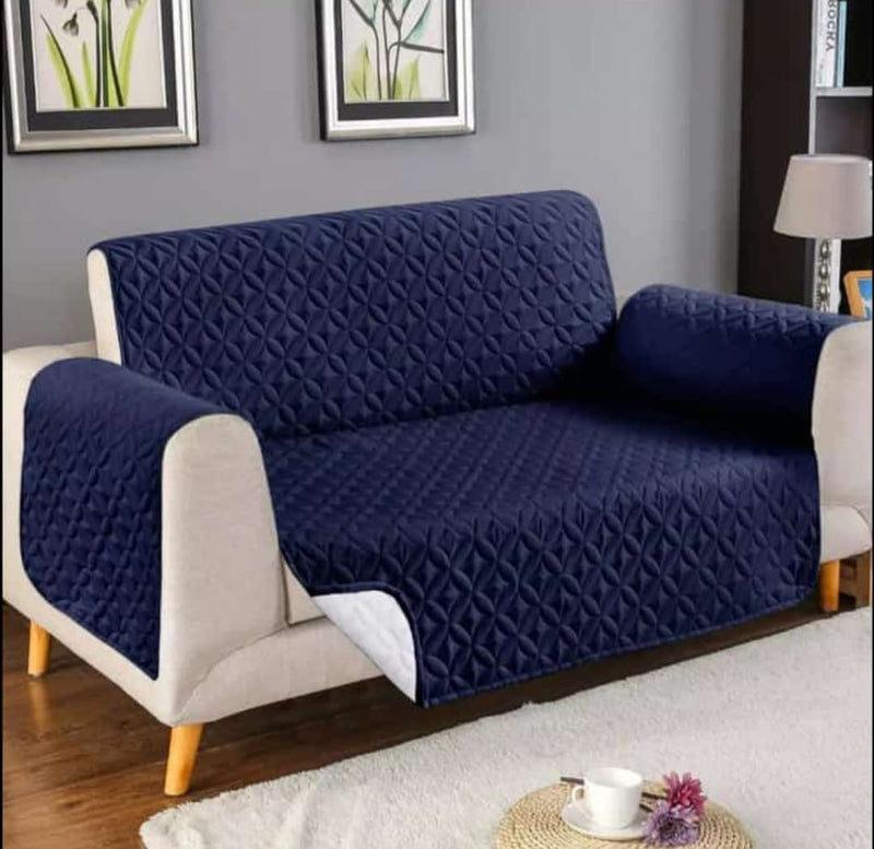 Ultrasonic Quilted Cotton Sofa Covers - Navy Blue