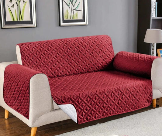 Ultrasonic Quilted Cotton Sofa Covers - Maroon