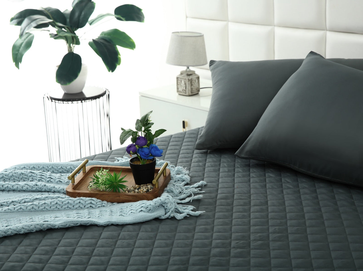 Quilted Waterproof Mattress Protector - Grey