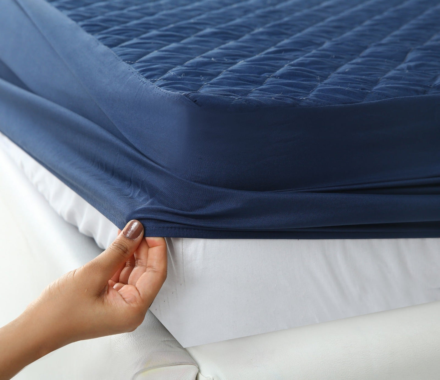 Quilted Waterproof Mattress Protector - Navy Blue