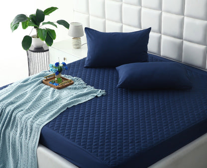 Quilted Waterproof Mattress Protector - Navy Blue