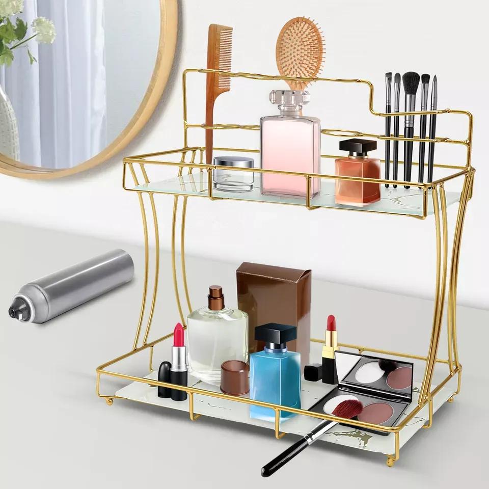 Luxury Double - Layer Metal Decorative Multi-functional Organizer