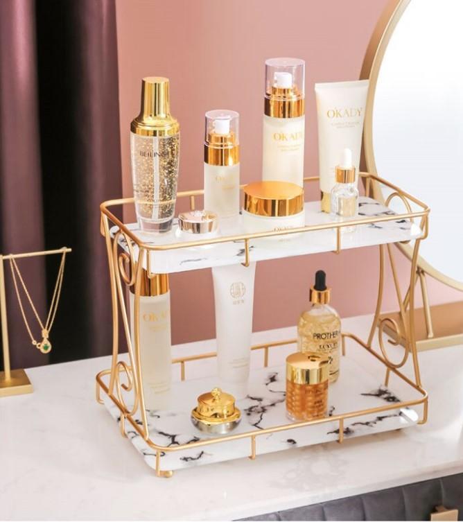 Luxurious 2 Tier Golden Multi-purpose Ultimate Storage Organizer