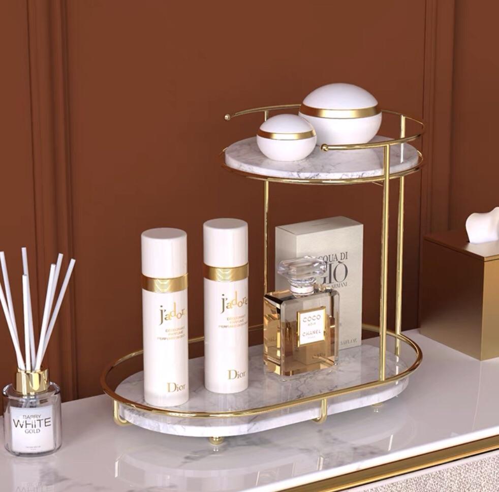 Luxurious 2 Tier Golden Multi-purpose Storage Organizer