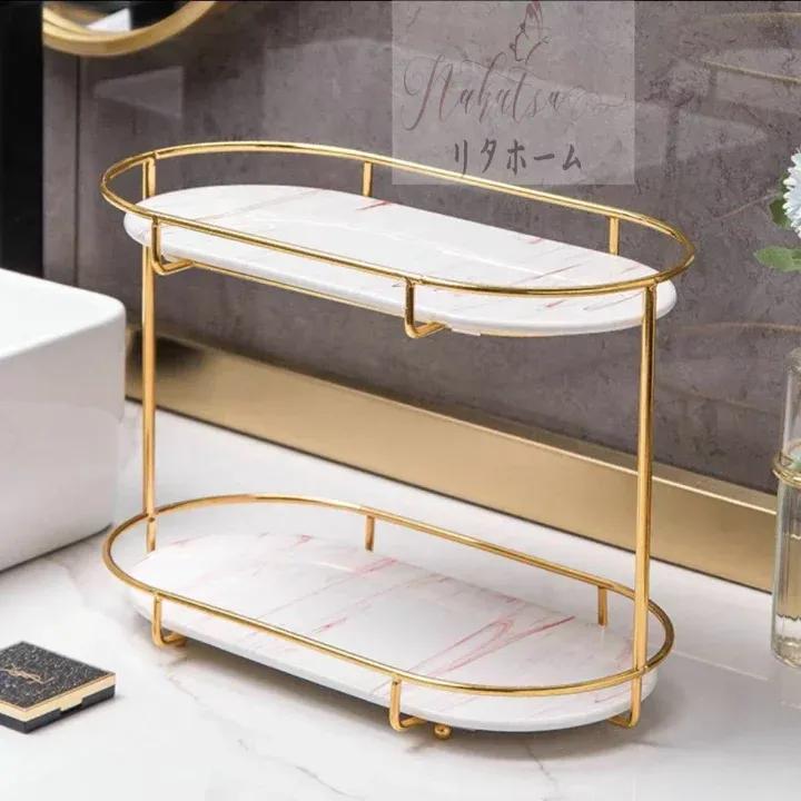 Luxurious 2 Tier Golden Multi-purpose Storage Organizer
