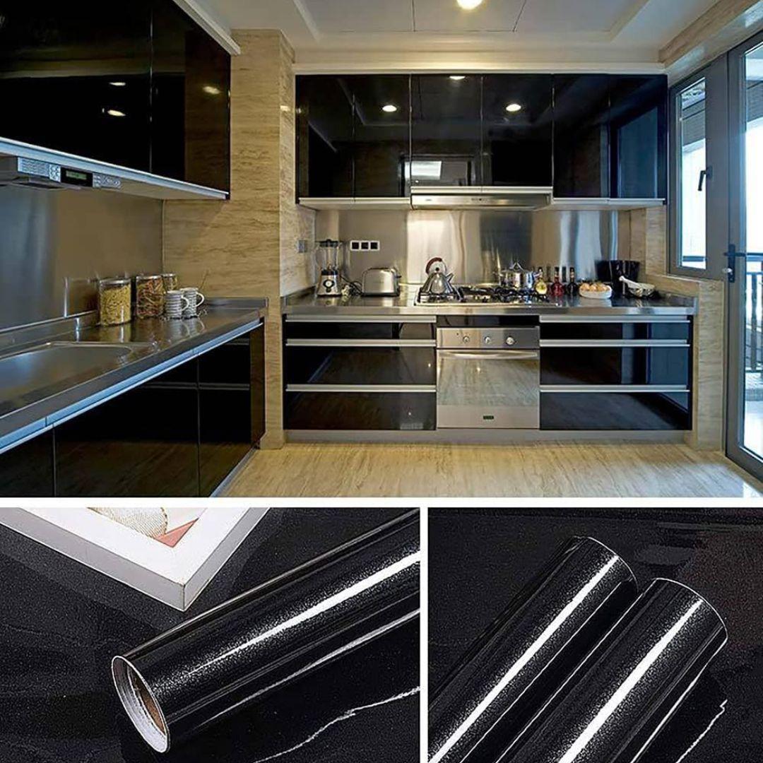 Super Glossy Black Wallpaper Peel and Stick Self - Adhesive