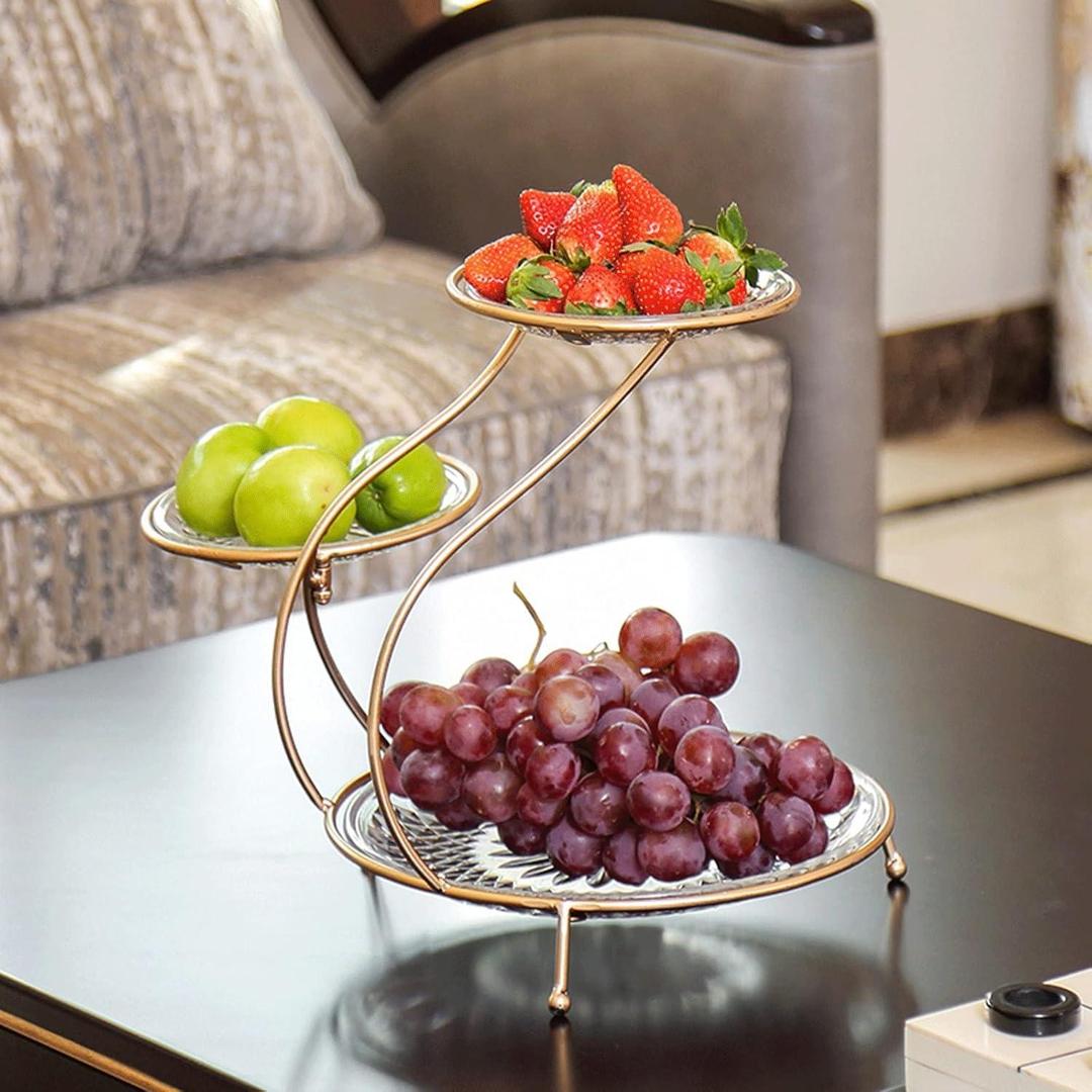 Elegant Golden Metal Fruit Basket