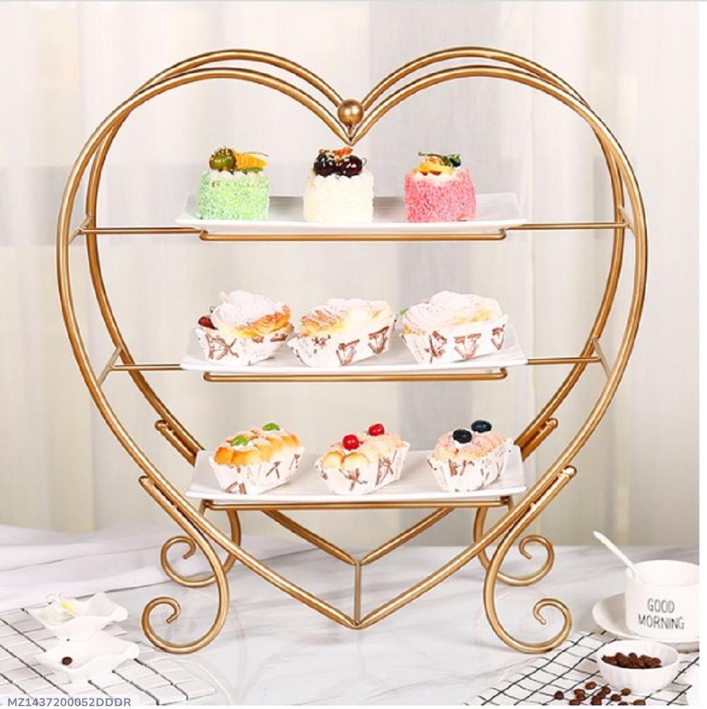 Elegant Golden Metal Melamine Heart Shape Tray