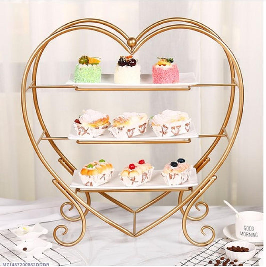 Elegant Golden Metal Melamine Heart Shape Tray