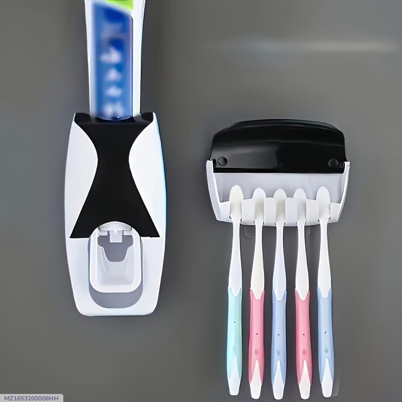 2 Pcs Toothpaste Dispenser & Brush Holder