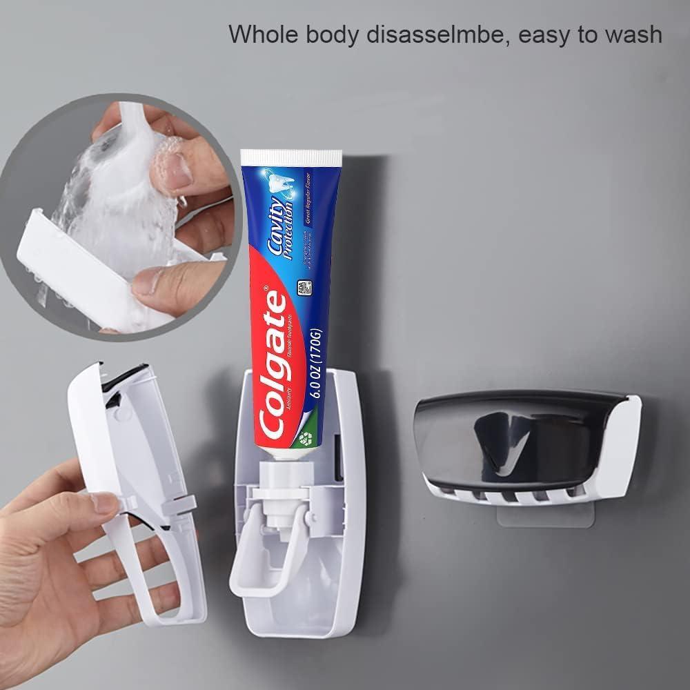 2 Pcs Toothpaste Dispenser & Brush Holder