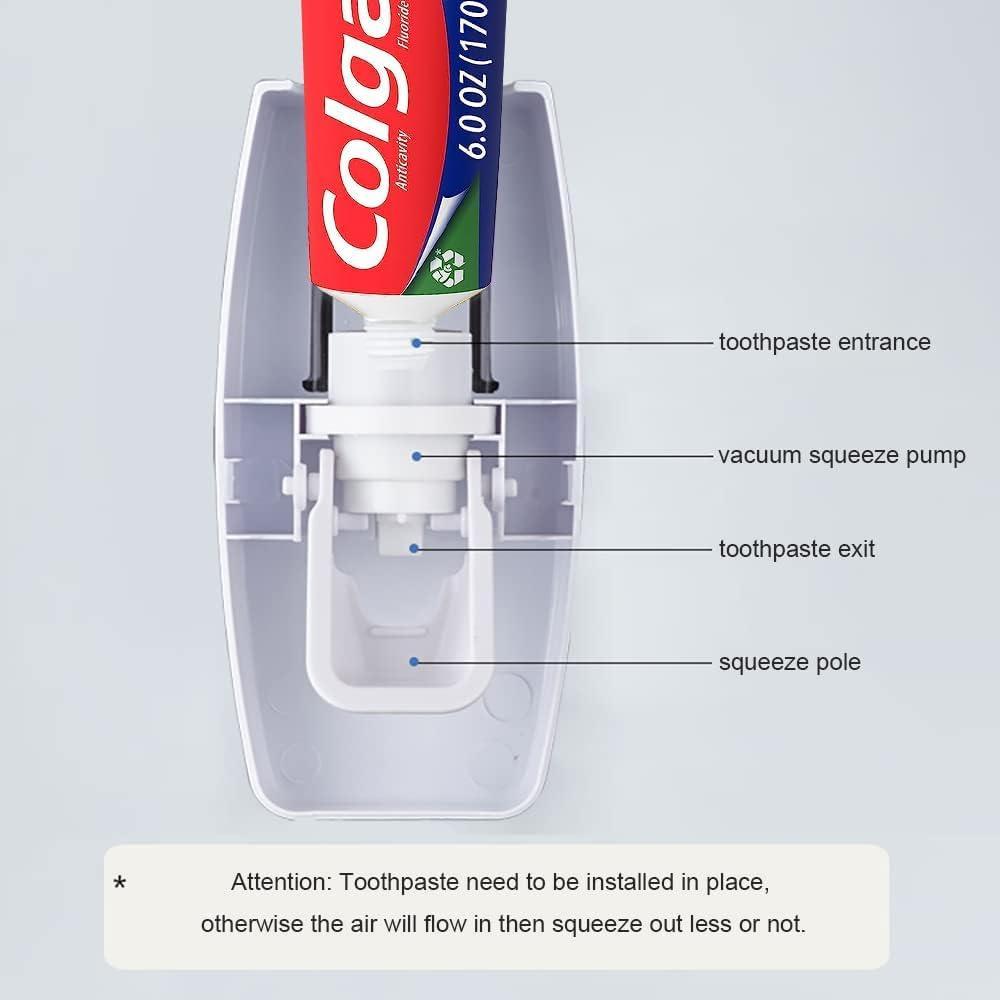 2 Pcs Toothpaste Dispenser & Brush Holder