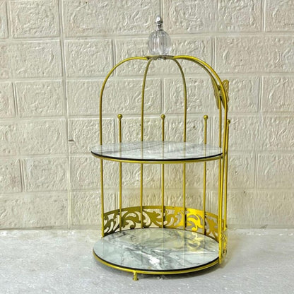 2 Tire Butterfly Design Gold Makeup Organizer