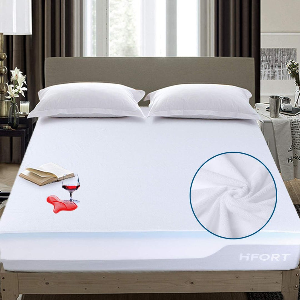 Terry Waterproof Mattress Protector- White