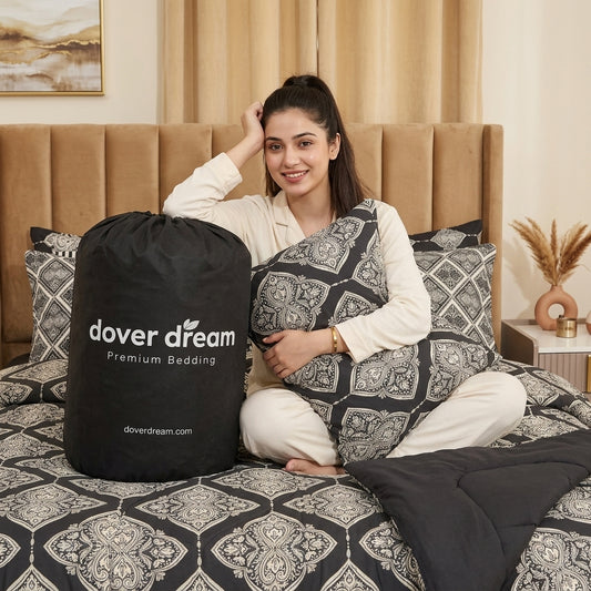 6 PCs Indigo Printed Comforter set