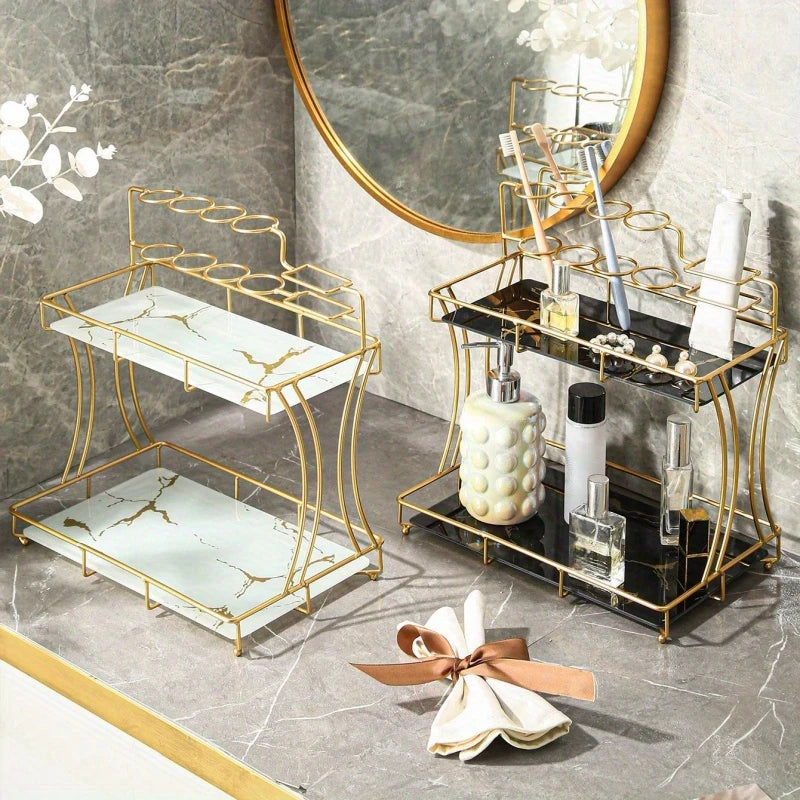 Luxury 2 Tier Bathroom Vanity Organizer Makeup Shelf Bathroom Organizer