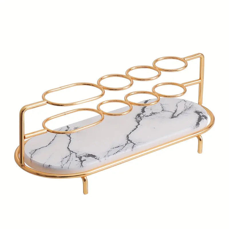 Luxurious Modern 4-Slot Toothbrush Holder with Quick-Dry Silica Sand Tray