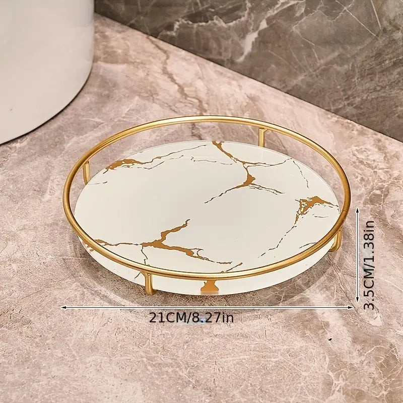 Luxury Round Wrought Iron Bathroom Countertop Organizer