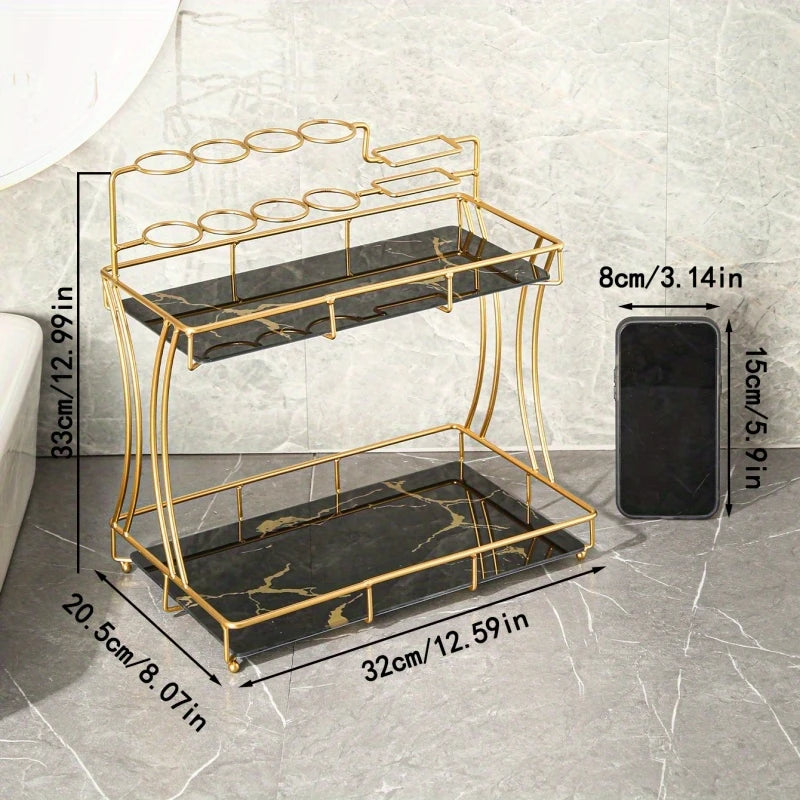 Luxury 2 Tier Bathroom Vanity Organizer Makeup Shelf Bathroom Organizer