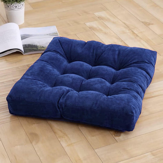 Elegant Velvet Square Shape Floor Cushion - Navy Blue