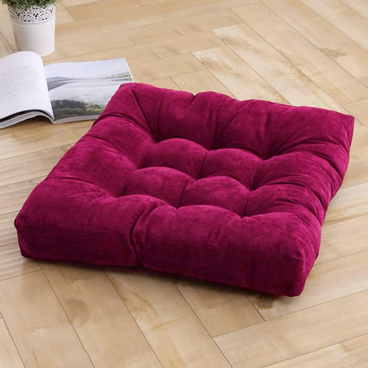 Elegant Velvet Square Shape Floor Cushion - Red
