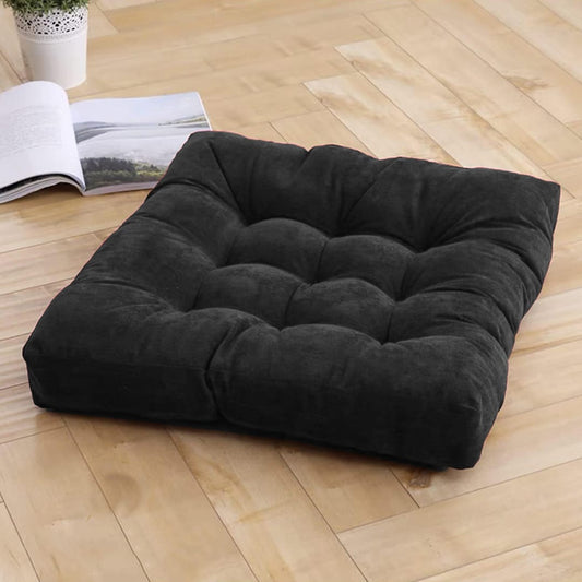 Elegant Velvet Square Shape Floor Cushion - Black