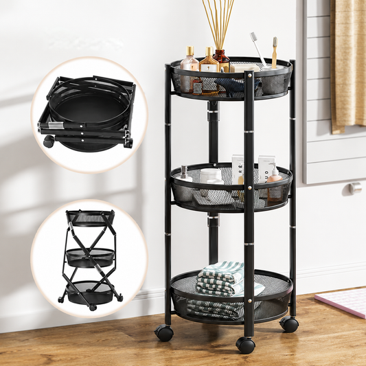 3-Tier Foldable Kitchen Trolley Rack by Dover Dream