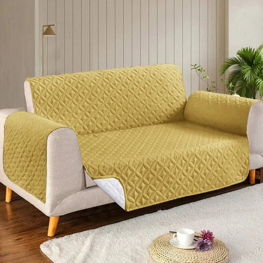 Ultrasonic Quilted Cotton Sofa Covers - Golden
