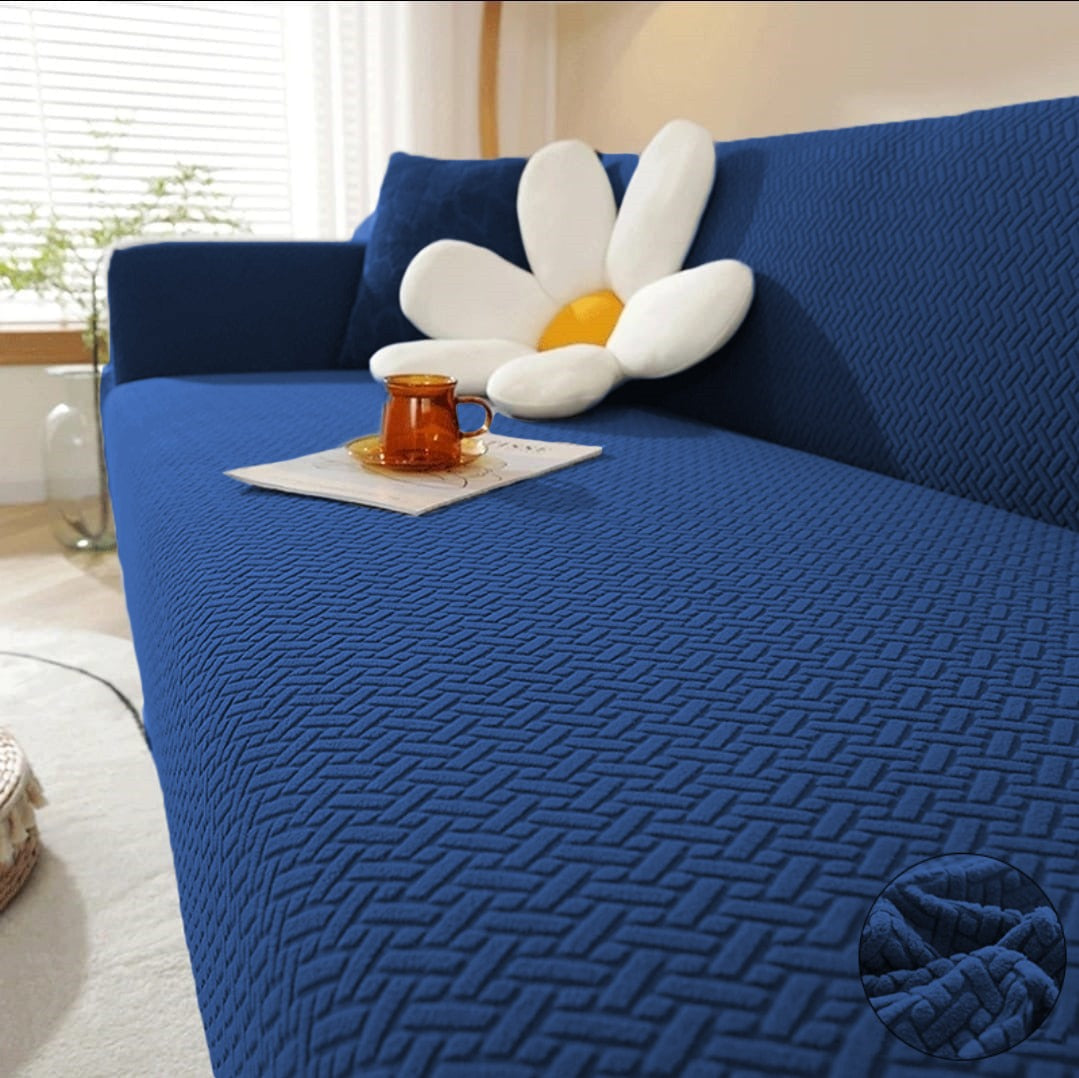 Elegant Stripe Sofa Cover - Navy Blue