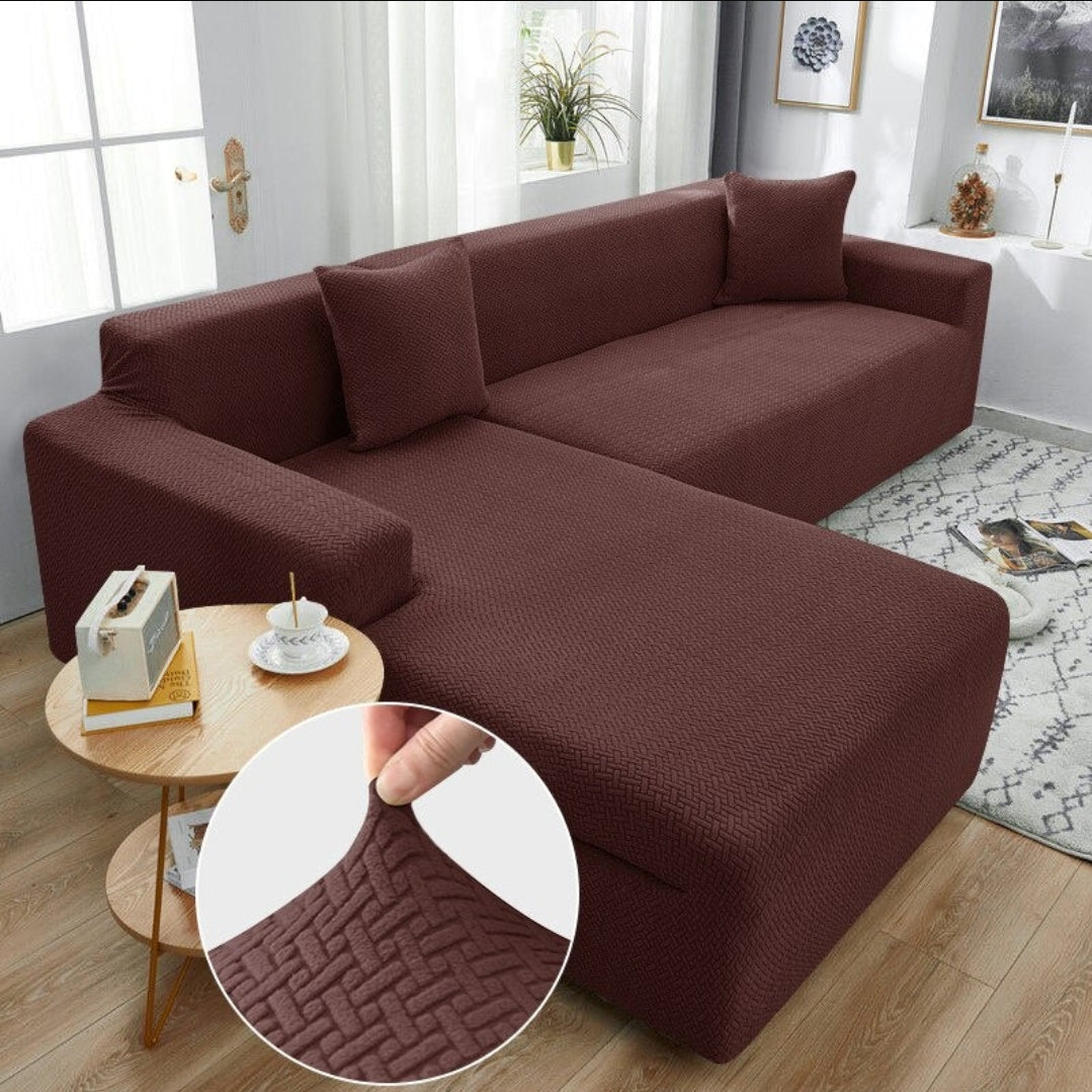 Elegant Stripe Sofa Cover - Chocolate Brown