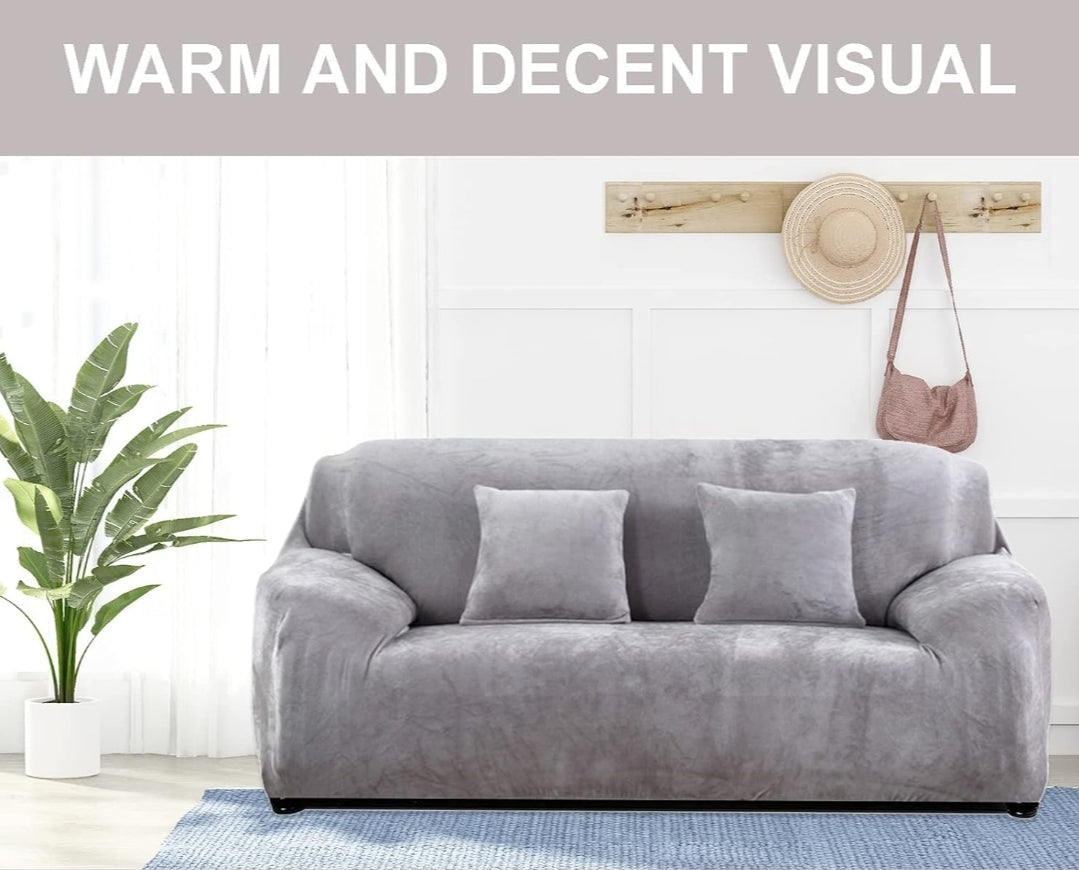 Luxe Comfort Velvet Sofa Cover Grey