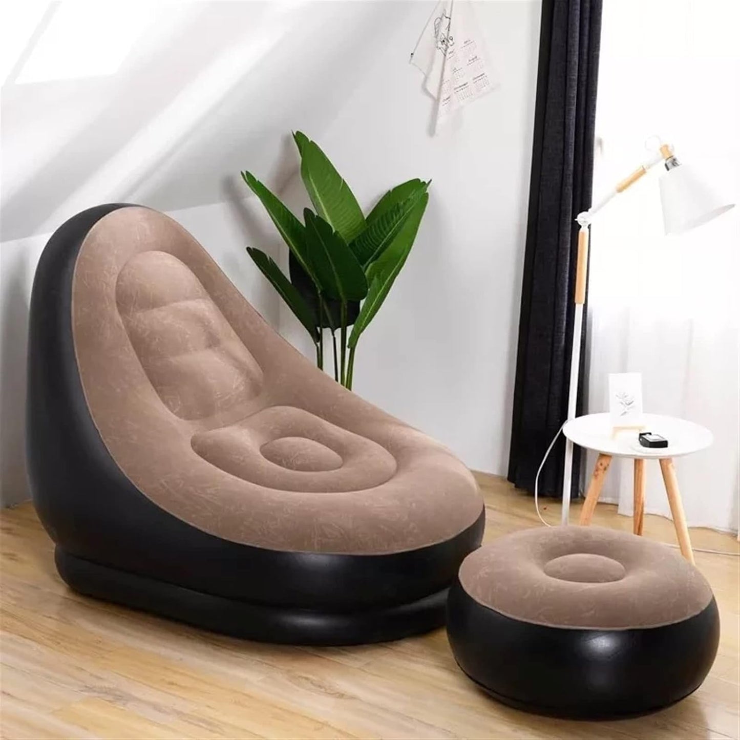 Premium Inflatable Sofa With Foot Stool - Portable & Comfort Lounger