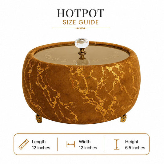Luxury Turkish Velvet Hotpot with Crystal Lid Handle